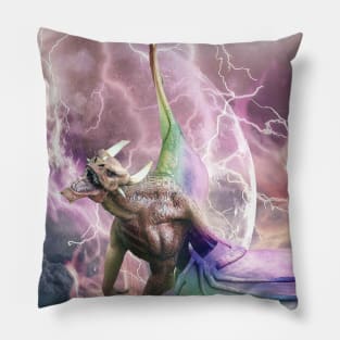 Fire Rainbow Dragon In Galaxy Pillow