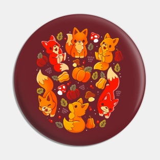 Foxes Autumn Pin