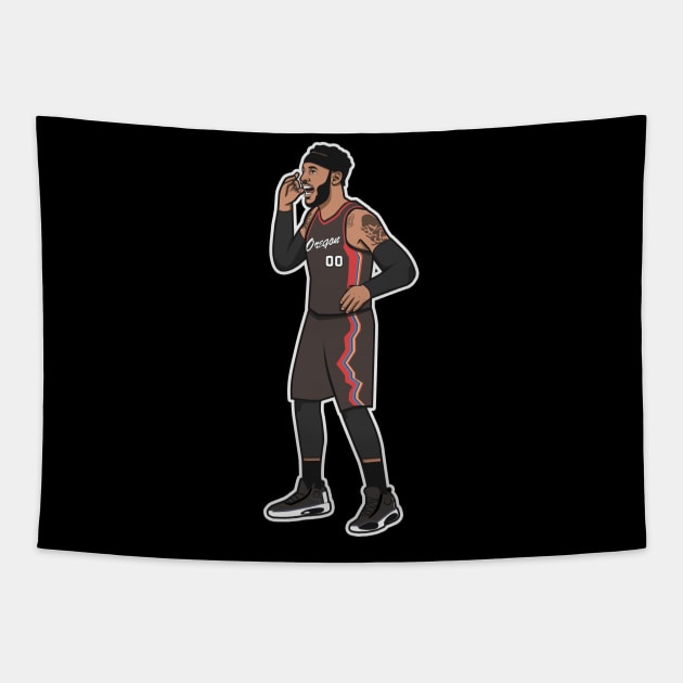 Carmelo Anthony Cartoon Style Tapestry by ray1007