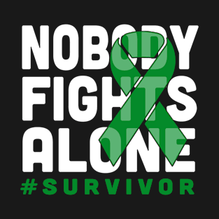 Nobody Fights Alone Emerald Ribbon Liver Cancer Survivor T-Shirt