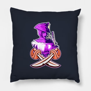 Pirate Gun Girl Crossing Swords Pillow