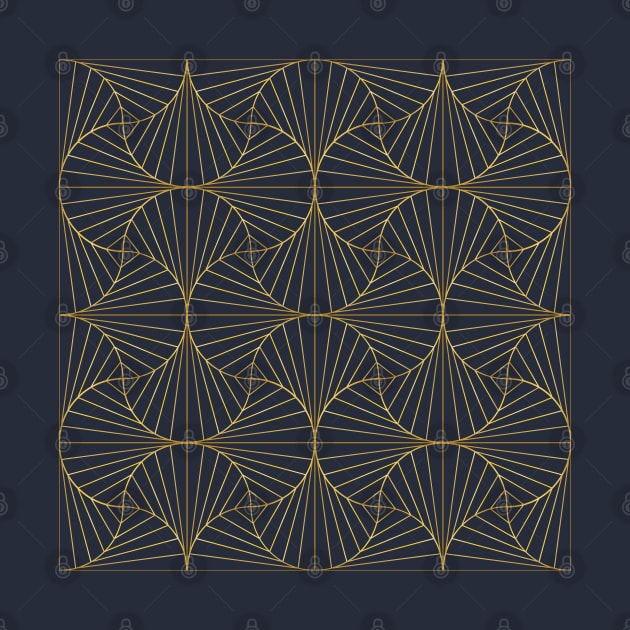 Art Deco luxury arches pattern in navy and gold by kallyfactory