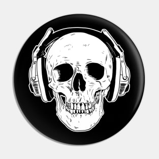 Skull Wearing Headphones Pin