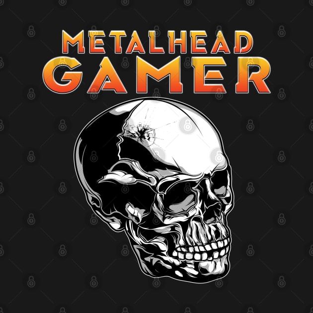 Metalhead Gamer Full Skull Orange by Shawnsonart