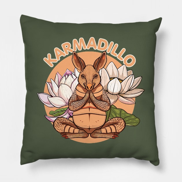 Funny Armadillo Pun "Karmadillo" Texas Yoga And Meditation Pillow by SeaLAD