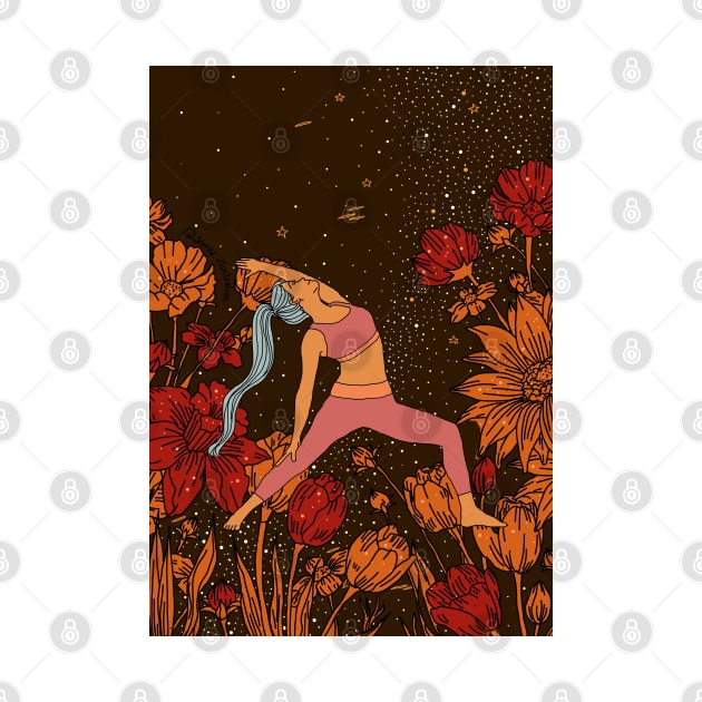 Flower Yoga Warrior by Sierraillustration