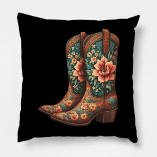 Flower cowgirl boots Pillow