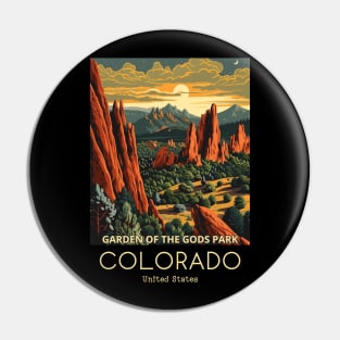 A Vintage Travel Illustration of the Garden of the Gods Park - Colorado - US Pin