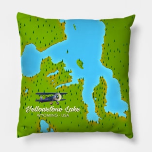 Yellowstone Lake, Wyoming Map Pillow