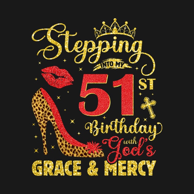 51st Birthday Gods Grace and Mercy Leopard Print Believers Birthday by ProArts