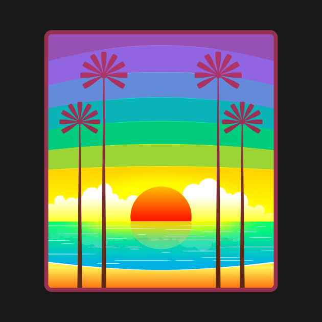 Tropical Sunset with Palm Trees by CeeGunn