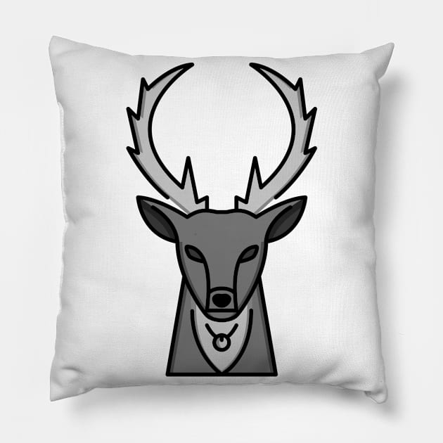 Reindeer Stag Animal Grey Pillow by BradleyHeal