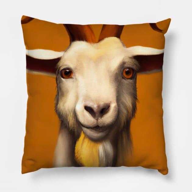 Happy Goat Pillow by maxcode