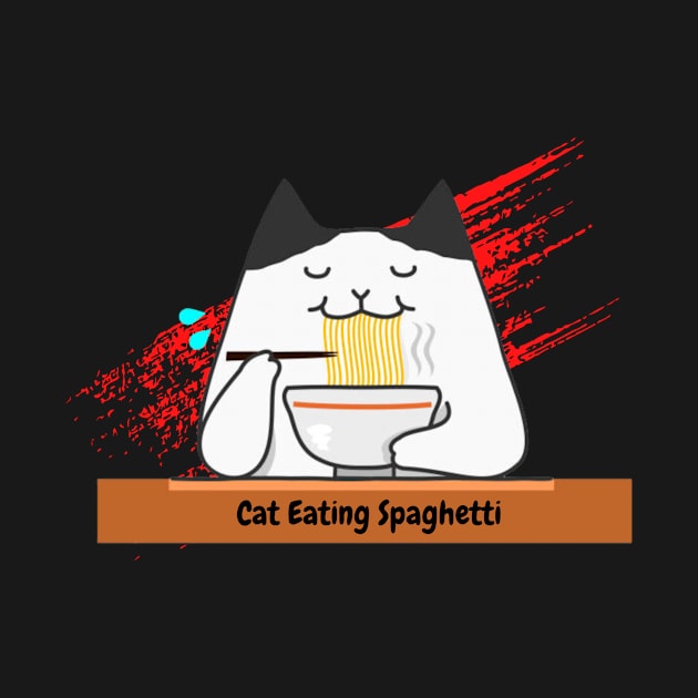 Cat Eating Spaghetti by 29 hour design