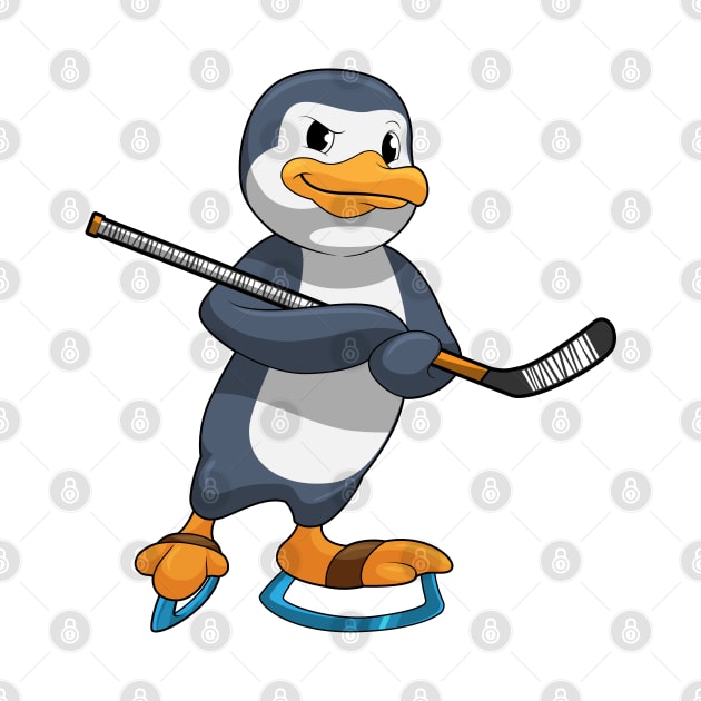 Penguin at Ice hockey with Ice hockey stick by Markus Schnabel