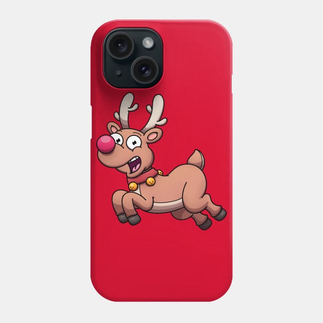 Cute Flying Christmas Reindeer Phone Case by TheMaskedTooner