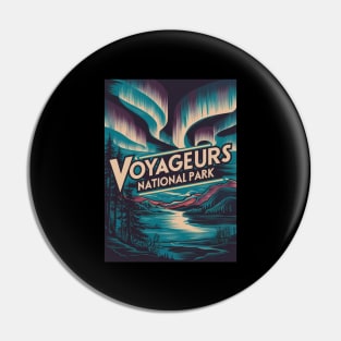 Travel Poster Voyageurs Retro Aurora Pin