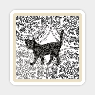 Black cat and mandala Magnet