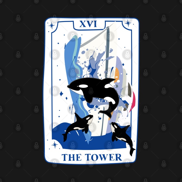 The Tower Orca Tarot Card by The Witchy Bibliophile