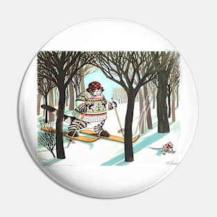 B kliban cat, skiing cat Pin