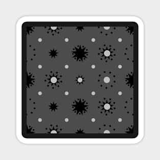 Suns and Dots Black on Grey Repeat 5748 Magnet