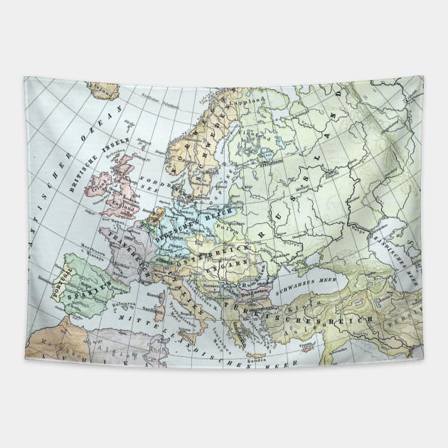 Vintage Map of Europe (1899) Tapestry by Bravuramedia