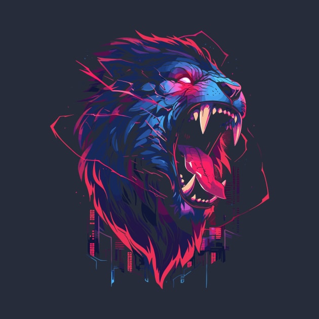 Synthwave Lion by crula