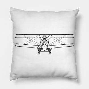 Vintage Sopwith Camel WW1 biplane fighter aircraft outline graphic (black) Pillow