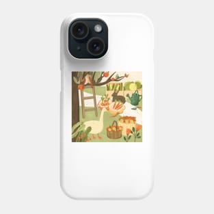 Farm illustration with bunny and goose Phone Case