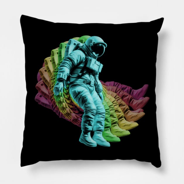 Rainbow Astronaut Psychedelic Swirl Pillow by Trippycollage