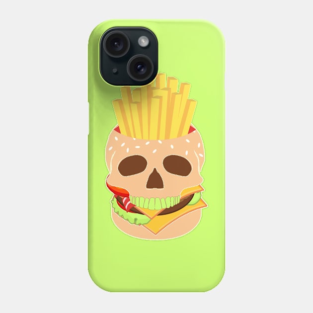 Cheeseburger Skull and Fries Phone Case by Nuletto