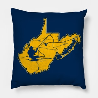West Virginia Mountain Gold and Blue Fly Fishing Fish WV Pillow
