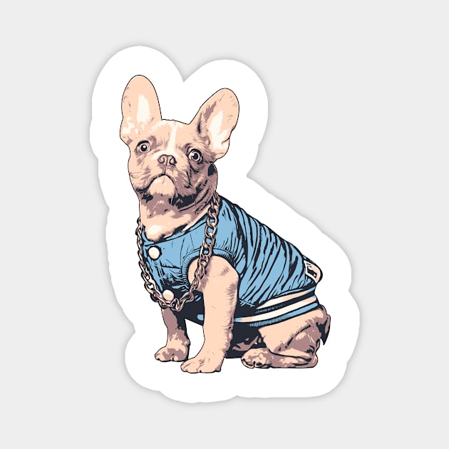 French Bulldog Illustration Art Wearing Baseball Jacket Magnet by boholoc0