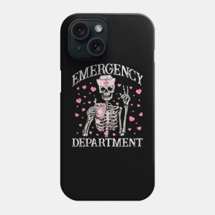 Valentine Er Nurse Emergency Department Room Skeleton Nurse Phone Case