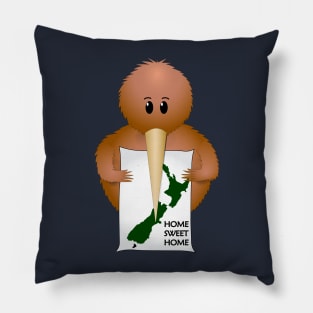 Kiwi with New Zealand Map Pillow