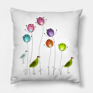 bird and flower Pillow