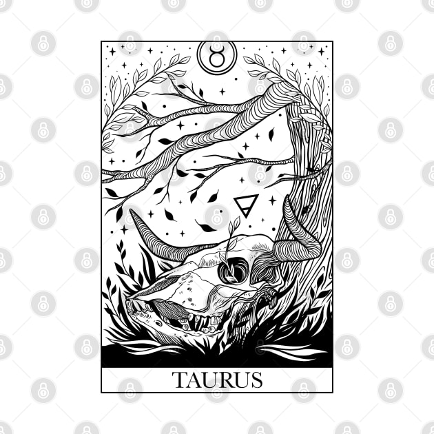 Zodiac sign tarot card Taurus by OccultOmaStore