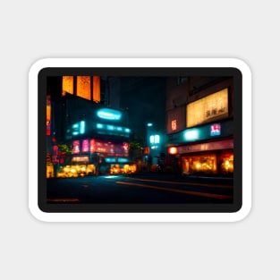 Tokyo City Street View With Neon signs / Tokyo, Japan Magnet