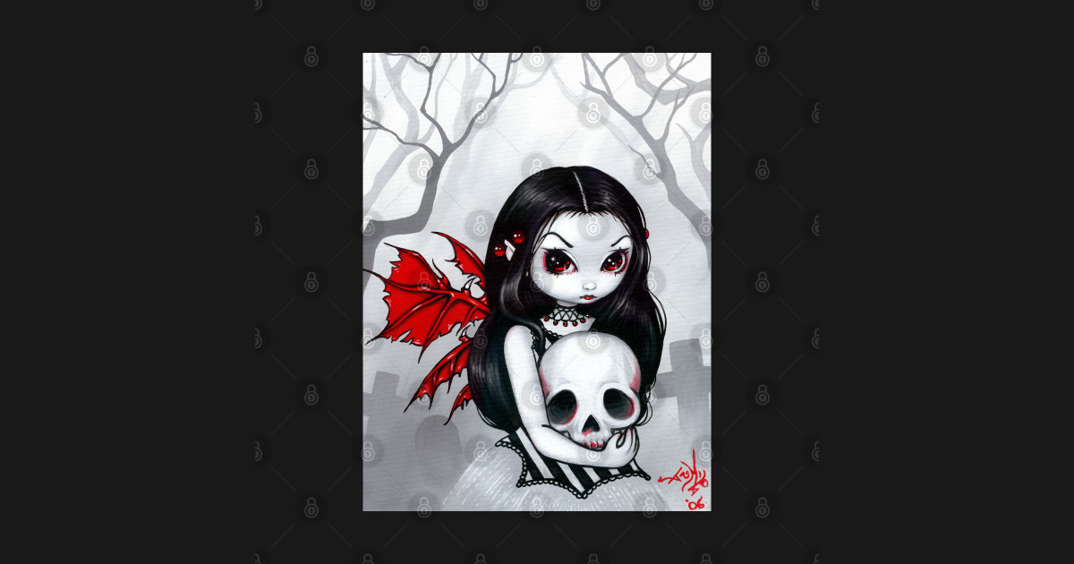 Creepy Cute Goth Fairy Girl with Skull Jasmine Becket Griffith T