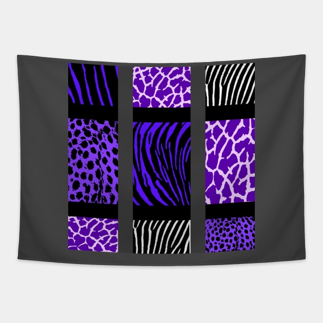 Purple Mixed Animal Print Tapestry by BlakCircleGirl