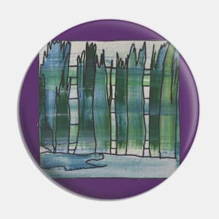 Liminal Space II in Yale Blue and Dark Green Abstraction Pin