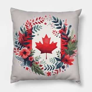 Happy Canada Day with Flowers Pillow