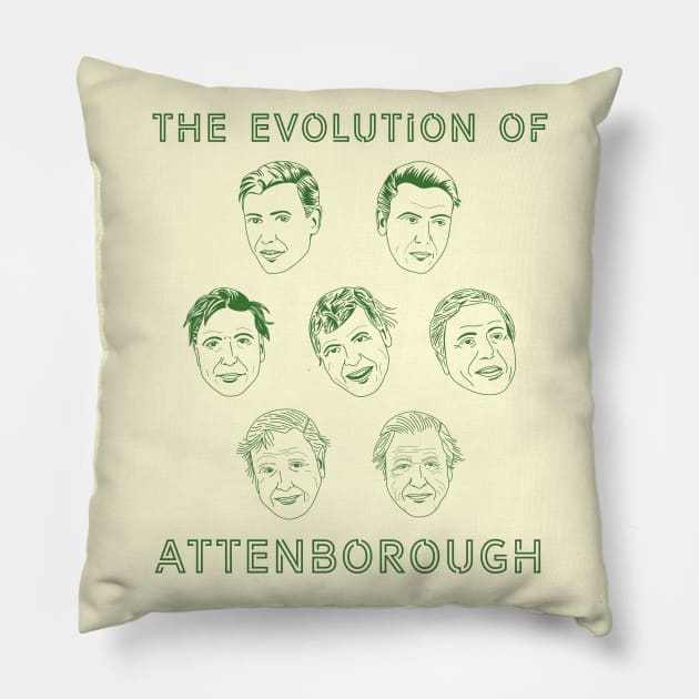 The Evolution of Attenborough Pillow by JoannaPearson