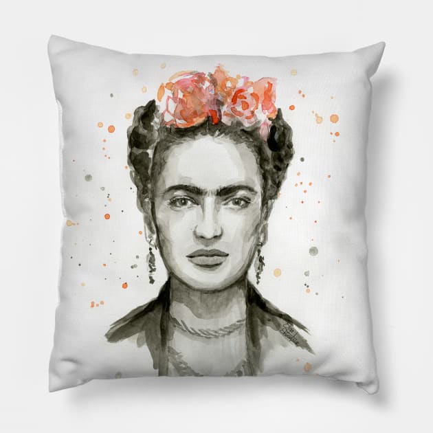 Frida Kahlo Portrait Pillow by Olechka