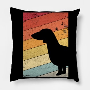 Dachshund Retro Vintage Sunset Pillow