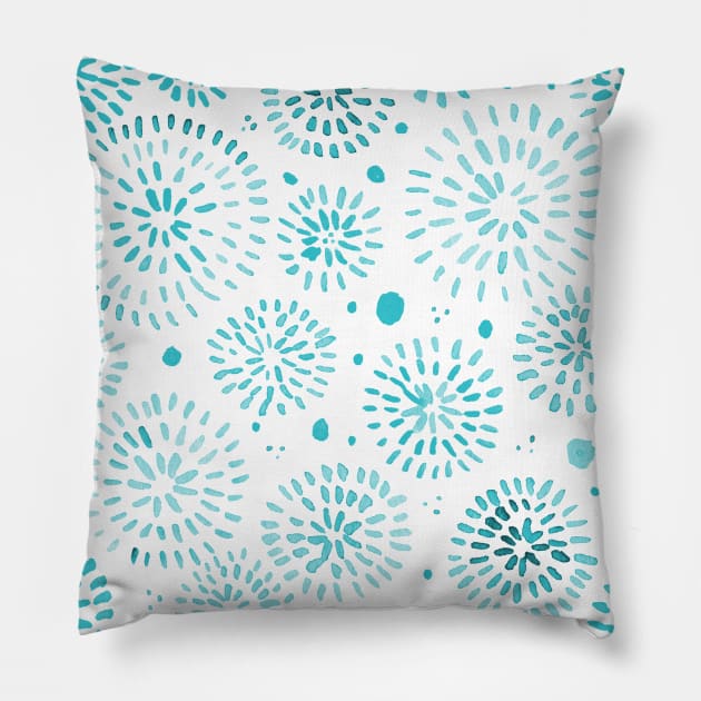 Abstract watercolor sparkles – turquoise Pillow by wackapacka