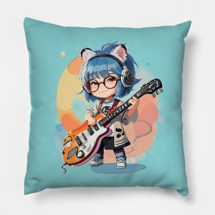 A little girl plays the guitar Pillow