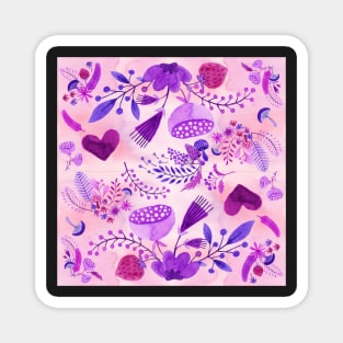 Floral Watercolor 3  |  Flowers and Hearts Magnet