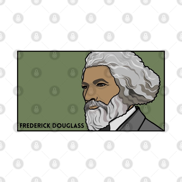 Frederick Douglass Portrait Profile on Green by History Tees