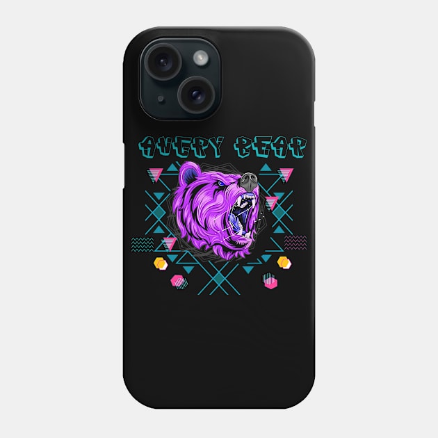 Angry Bear Retro Vintage Style Phone Case by JeffDesign